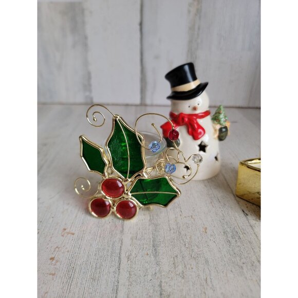 Mistletoe tea light holder snowman candle cover star set Xmas decor - Picture 2 of 8